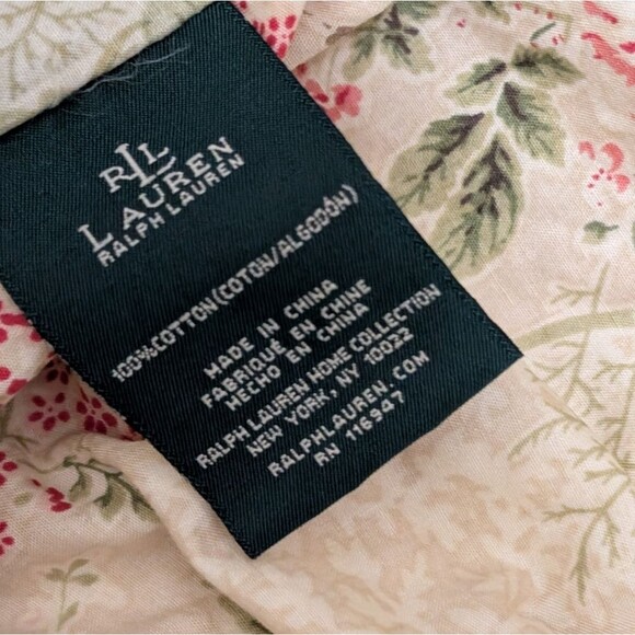 Lauren Ralph Lauren pillow case cover sham standard 100% cotton Asia Roses tan - Picture 4 of 9